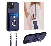 IMIRST Lanyard-Hülle für iPhone 13 Mini 5.4 Zoll, süßes leichtes luxuriöses Taschendesign, Ständer Geldbörse Kartenetui mit langem Schultergurt, kompatibel mit Apple iPhone 13 Mini, YBG Blau