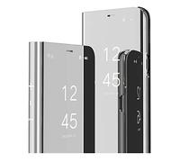 IMIRST Miroir étui de Téléphone à Rabat pour Oppo A73 5G Miroir Clear View Flip Bookstyle Protecter avec Kickstand Case Cover pour Oppo A73 5G / A53 5G / A72 5G. Flip Mirror: Silver