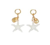 Imitation Starfish Shell Drop Hoop boucles d'oreilles Ocean Resort Style boucles d'oreilles Beachy accessoire adapté pour les vacances, festivals, fêtes et la vie quotidienne