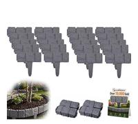 Imitation Stone Garden Fence, No Dig Plastic Garden Edging Border, Interlocking Landscape Edging for Flower Beds Lawn Path Yard, Grey Stone Look Decorative Fence Panels Outdoor (Gray,20ps)