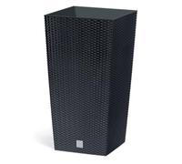 IMJ-Global DRTS H75 Pot de fleurs Simil rotin d'intérieur extérieur carré haut noir 91 litres 40 x 40 x 75 cm design moderne en plastique de balcon