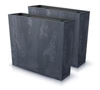 IMJ-Global Lot de 2 pots à fleurs rectangulaires Urbes en plastique Beton Effect 58 x 18 x 49,8 cm pour intérieur extérieur noir 44 litres design moderne