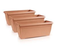 IMJ-Global Lot de 3 pots à fleurs rectangulaires sol TNT en plastique, 70 x 30 x 27,7 cm, pour intérieur extérieur, couleur terre cuite, volume 30 litres, design moderne