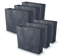 IMJ-Global Lot de 6 pots de fleurs rectangulaires Urbi Square en plastique Beton Effect 58 x 18 x 49,8 cm pour intérieur extérieur noir 44 litres design moderne