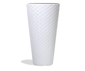IMJ-Global Matuba Pot de fleurs de plantes rond Slim décoratif en plastique, hauteur 78 cm pour intérieur extérieur Ø40 x 40 cm rond blanc design moderne 57 litres