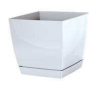 IMJ-Global Pot de fleurs carré Coubi Square décoratif en plastique de 22 cm de haut pour intérieur extérieur 24 x 24 cm carré blanc design moderne 8 litres