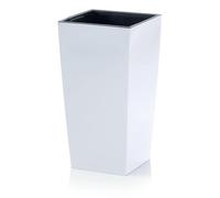 IMJ-Global - Pot de fleurs pour plantes et fleurs, Durs Grande H75 lisse, pour intérieur et extérieur, carré, haut, blanc, style moderne, en plastique, pour balcon, 91,5 L, 40 x 40 x 75 cm