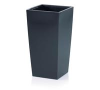 IMJ-Global Pot de fleurs pour plantes Fleurs DURS H50 Lisse pour intérieur et extérieur, carré, style moderne, en plastique, pour balcon, couleur gris anthracite, 26,6 L, 26,5 x 26,5 x 50 (H) cm