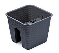 IMJ-Global Ratolla Pot de fleurs carré Ratolla Railing Square décoratif en plastique de 23 cm de haut pour intérieur extérieur 27 x 27 cm carré noir design moderne 9 litres