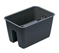 IMJ-Global Ratolla Ratolla Railing Square Pot de fleurs décoratif en plastique, hauteur 23 cm pour intérieur extérieur 27 x 40 cm rectangulaire noir design moderne 13 litres