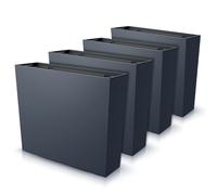 IMJ-Global Urbi Case T Lot de 4 pots de fleurs rectangulaires en plastique, 58 x 18 x 49,8 cm, au design moderne, pour intérieur et extérieur, noir, 44 L