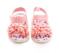 IMJONO Bébé Chaussures, Bambin Chaussures de Berceau de Fille Fleur de Nouveau-né Soft Sole antidérapant Bébé Baskets des Sandales (0-6 Mois, Rose)