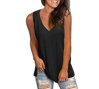 IMJONO Débardeur Femme Été Col en v sans Manches Chemise Gilet Tops Casual Tunique Blouse Femme Sexy T-Shirts Couleur Unie Débardeur Ample Fitness Doux Confortables Hauts Femme Chic，,2019 Nouveau