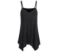 IMJONO Débardeur Femme Grande Taille sans Manches Haut Femme Sexy Chic Coton peigné -sans Couture latérale Gilet à Bretelles évasée Cami Top Femme Été T-Shirt（Noir，3XL