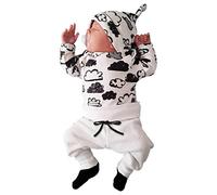 IMJONO Garçon Ensemble, Nouveau né Bébé Fille Garçon Nuage Impression T Shirt et Pantalons Ensemble de vêtements (0-3 Mois, Blanc)