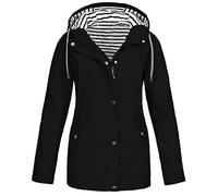 IMJONO Manteau Imperméable Femme Veste De Pluie Pliable Capuche Grande Taille Coupe-Vent Jacket à Manches Longues Casual Sweatshirt Hoodie Outwear Sport Parka(Noir,M