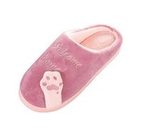 IMJONO Mignon Chat Pantoufles Intérieur Anti Slip Chaussures pour Femmes Hiver Pantoufles De Dessin Animé Antidérapant Chaud Chaussures De Plancher De Chambre à Coucher（Pastèque Rouge，36-37