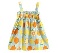 IMJONO Robes Bébé Fille 1-5 Ans, Été Robe Enfant Sling Impression De Citron Sangle sans Manches Robes Princesse Tenues pour Enfant Filles Vêtements(Bleu,4-5 Ans)