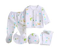 IMJONO Vêtements Ensemble Nouveau née Bébé Garçon Fille 5pcs Ensemble Né Bébé Tops Pantalon Hat Bib pour 0-3M（S-C,0-3 Mois