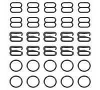 IMLDUY 60 Pcs Attache Bretelle Soutien Gorge 8mm, Kit de Réglage Lingerie Noir avec Anneau, Crochet en 9 et Curseur en 8, Boucles d'Ajustement pour Maillot de Bain et Robe avec Sac en Velours