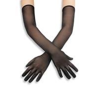IMLDUY Gants Longs en Tulle Noir pour Femme, 55cm Gants de Soirée Transparents et Élastiques, Accessoire Vintage pour Mariage, Opéra, Fête des Années 20 et Cérémonie - 1 Paire