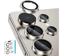 imluckies [3+2 Protection Objectif Caméra pour Samsung Galaxy S25 Ultra, AR+AF Verre Trempé & Alliage Aluminium Anneau Anti-Rayures 9H Caméra Arrière Protecteur, HD Transparent - Titane Grau