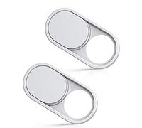 imluckies Cache Webcam Slide pour MacBook Pro, Ordinateur Portable, MacBook air, iMac, iPad, PC, iPhone, Cache Caméra Métallique Ultra Fin et Coulissant, Blanc [2 pièces]