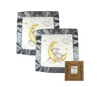 Immaculate Textiles Lot de 2 couvertures sensorielles en mousseline de bambou pour bébé - 40 x 40 cm - 70 % bambou / 30 % coton avec bord satiné : bébé garçon ou fille
