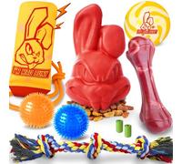 IMMADBUNY Lot de 9 jouets à mâcher robustes pour chiens agressifs, jouets indestructibles pour chiens de grande taille avec jouets à mâcher et corde, jouets couineurs pour chiens de taille moyenne et