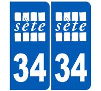 Immatriculation 34 Sète Blanc - Sticker/Autocollant