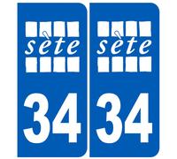 Immatriculation 34 Sète Blanc - Sticker/Autocollant