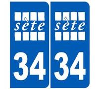 immatriculation 34 Sète blanc - Sticker/autocollant G