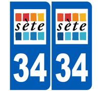 Immatriculation 34 Sète - Sticker/Autocollant