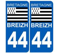 Immatriculation 44 Drapeau Breton - Sticker/Autocollant
