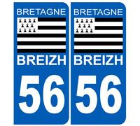 Immatriculation 56 Drapeau Breton - Sticker/Autocollant