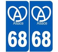 immatriculation 68 (Haut-Rhin) Alsace - Sticker/autocollant G