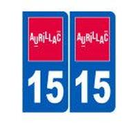 Immatriculation Aurillac 15 (2 Fois 4.6x10.2cm) - Sticker/Autocollant