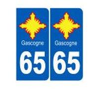 Immatriculation Gascogne 65 Hautes-Pyrénées - Sticker/Autocollant