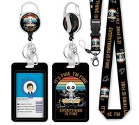 Immaturus Cordon squelette amusant pour badges d'identité, porte-badge tête de mort avec cordon rétractable, porte-carte d'identité avec clips pour porte-badge, joli porte-clés, porte-carte
