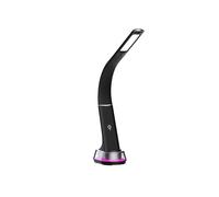 IMMAX Lampe de bureau LED Corella avec chargeur Qi noir avec éléments argentés, rétro-éclairage RGB