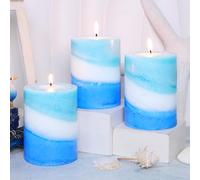 Immeiscent Bougies pilier 7,6 x 10,2 cm - Parfumées à la main - Coulées à la main - Plus de 60 heures - Longue durée de combustion - Arôme frais de mer - Esthétique - Bougie décorative pour la maison