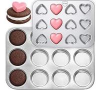 immer Moule en Acier Inoxydable Plaque Whoopie-Pie et Cœurs, sans Revêtement sans PFAS 18/8 Compatible Lave-Vaisselle (Whoopie-pie+Cœurs)