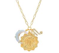 immerFancy Collier à breloques en forme de croissant de lune en forme de signe du zodiaque doré en relief pour femme - Chaîne rétro plaquée or 18 carats - 12 constellations - Bijoux d'astrologie