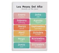 Immersion Poster Bilingual Education Canvas Wall Art Kitchen Decor | Vintage chalkboard style design blends seamlessly into classroom homeschool learning spaces (Framed,12x18inch(30x45cm))