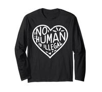 Immigrant Heart No Human is Illegal Rights Femmes Hommes Enfants Manche Longue