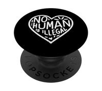 Immigrant Heart No Human is Illegal Rights Femmes Hommes Enfants PopSockets PopGrip Adhésif