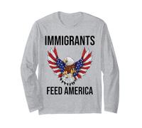 Immigrants Feed America US Eagle Flag Pro Immigration Rights Manche Longue
