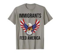 Immigrants Feed America US Eagle Flag Pro Immigration Rights T-Shirt
