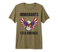 Immigrants Feed America US Eagle Flag Pro Immigration Rights T-Shirt Haut de Gamme