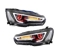 IMMLSX Phares Avant Pour Mitsubishi Pour Lancer Pour EVO X 2008 - 2021 Ensemble Phares Voiture DRL Yeux Démon Avant Accessoires Paire Phares LED Voiture Ensemble Phares(Red Demon Eyes)